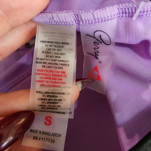 Gerry Purple Floral Ruched Swim Top Nwt Size Small - Picture 3 of 3